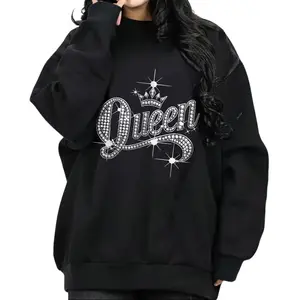 Queen Art Style Script Chicana Chicano Clothing Lowrider Clothing Chicana Art Gangster Clothes Cholo Outfit Cotton Fabric Menswear Casual Streetwear Hoodie Unisex Loose Fit 100% Cotton