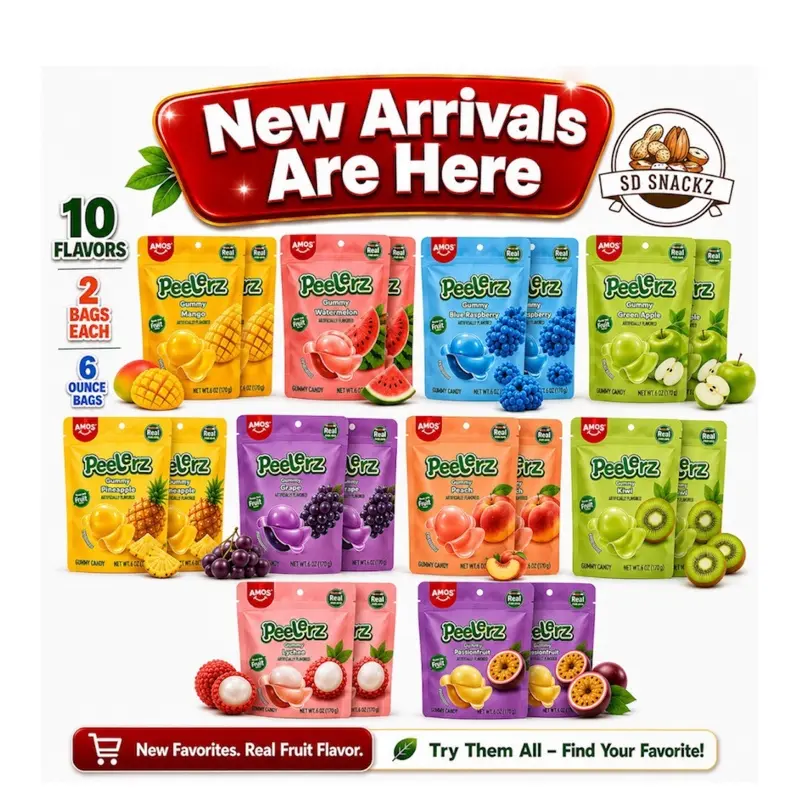 10 Flavor AMOS Peelerz Bundle | 6 OZ Peelable Gummy Candy Bags