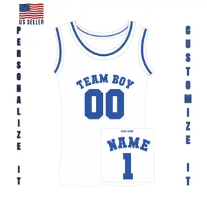 Personalized Team Boy Girl Jersey, Gender Reveal Tops, Family Basketball Jersey