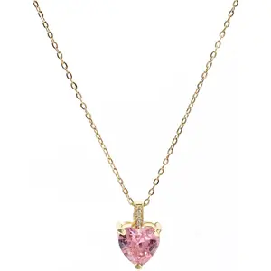 h-11 Heart Birthstone Necklace for Women, 14K Gold Plated Birthstone Pendant Necklace Cubic Zirconia Diamond Necklace Dainty Gold Necklace Birthday Gifts for Women Girls