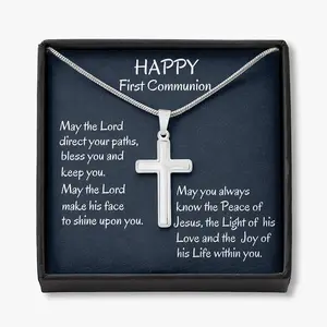 First Communion Cross Necklace , For Goddaughter, First Communion Gift, First Holy Communion Gift For Niece or Granddaughter, Catholic
