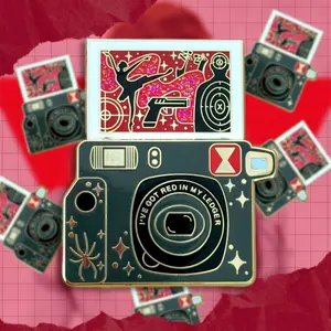 Widow Wide Camera Sliding Enamel Pin