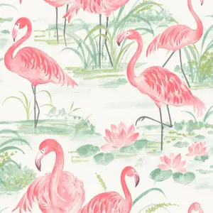 212 MAIN NuWallpaper Tropical Beach Vinyl Peel & Stick Repositionable Wallpaper, Pink DIY Home Decor, 18 ft Long with Drop Repeat