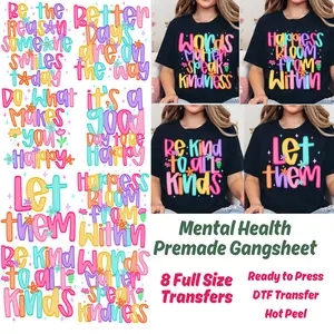 Mental Health Premade Gang Sheet, Mental Health gang sheet, DTF gang sheet, DTF Transfers, Mental Health transfers, Mental health DTF