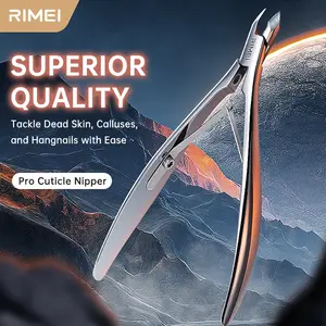 RIMEI Professional Stainless Steel Cuticle Trimmer and Nippers with Ultra-Sharp Blades, Double Spring, Premium Manicure & Pedicure Nail Care Tools for Precise Fingernail and Toenail Grooming