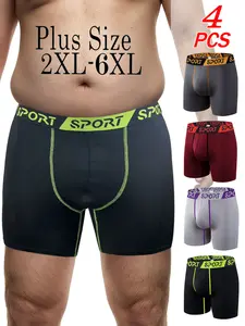 Men's Plus Size Plain Underwear Set, Elastic Breathable Comfort Casual Athletic Home Wear, Ideal for Gym Running, Valentine's Day Sexy Gift