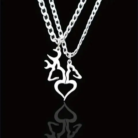 Unisex Street Style Heart Design Pendant Necklaces, 2pcs/set Trendy Couple Pendant Necklaces, Chic Vintage Jewelry As Gift for Boyfriend & Girlfriend, Valentine's Day, Love Heart Necklace, Couples Necklace, Jewelry Gifts