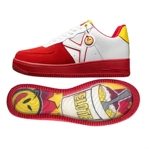 YUMS Elote Sneakers - Red Suede and White Leather Streetwear Style Casual Shoes