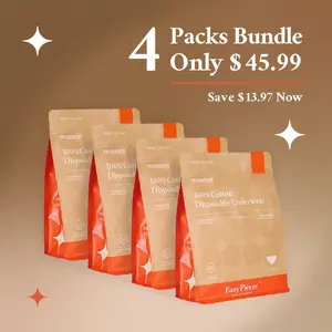 4-Pack Bundle: 100% Cotton Sterilized Disposable Underwear for Women