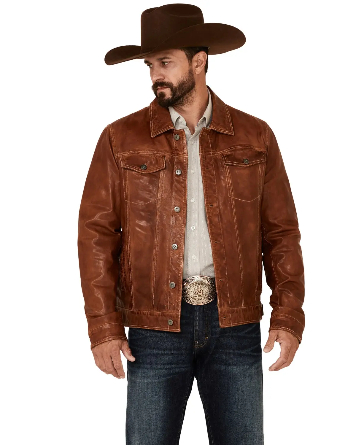 Scully Men's Men'S Leather Button-Front Trucker Jacket - 1055-194