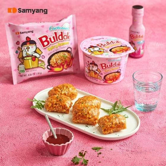 Samyang Buldak Spicy Ramen, Hot Chicken Ramen, Korean Stir-Fried Instant Noodle, Carbonara, 1 Bag with 5 Pack
