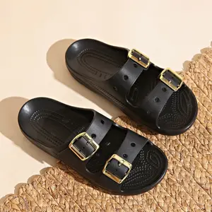 Women's Summer Platform Double-Buckle Beach Sandals and Soft-Soled Outdoor Slippers
