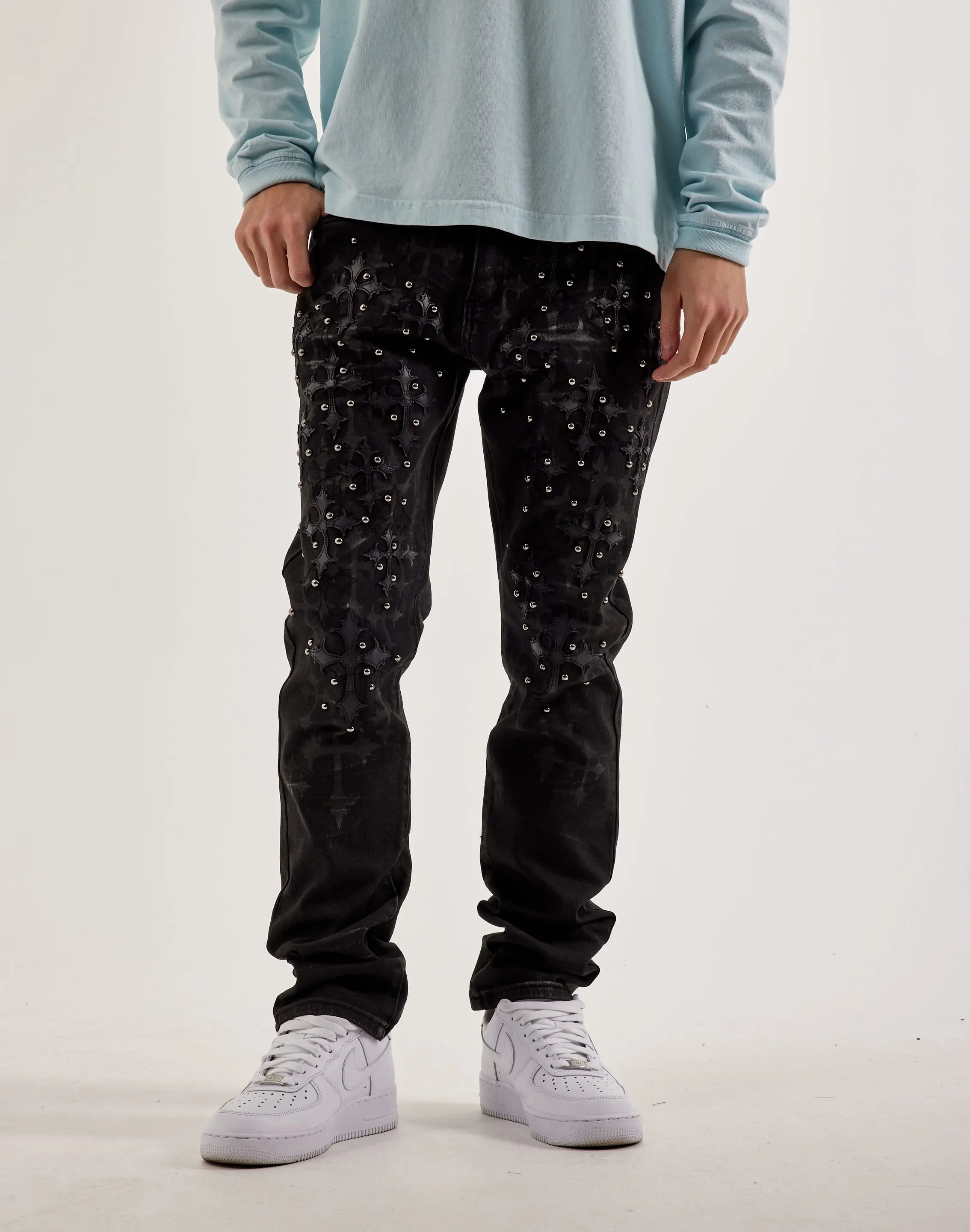 Mens WAIMEA Slim Cross Overlay Denim Jeans