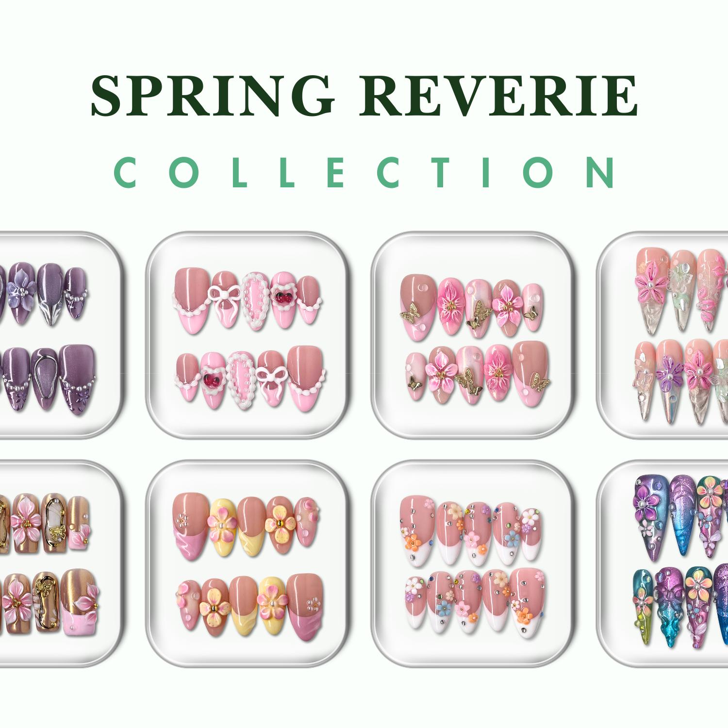 NailPhoria SPRING REVERIE Collection - Handmade Press-On Nails | Reusable, Salon-Quality, Long-Lasting, Glossy Design