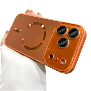 iP17PROMAX15 Phone Case Applicable to iPhone 16Pro Max Electroplated Magnetic Charging with Lens Protective Film 14/13/12/11 Anti-Drop Shock-Proof Glass Protector