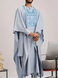 Men's Traditional Formal Agbada Dashiki Set, Embroidered Shirt & Pants, Loose Fit, All-Season Woven Fabric, Perfect for Weddings & Parties