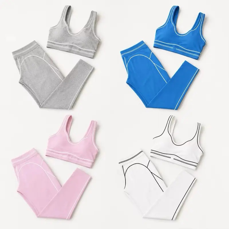 Set with Logo and Tags - Gray, Blue, Pink, and White Options for Women's Activewear