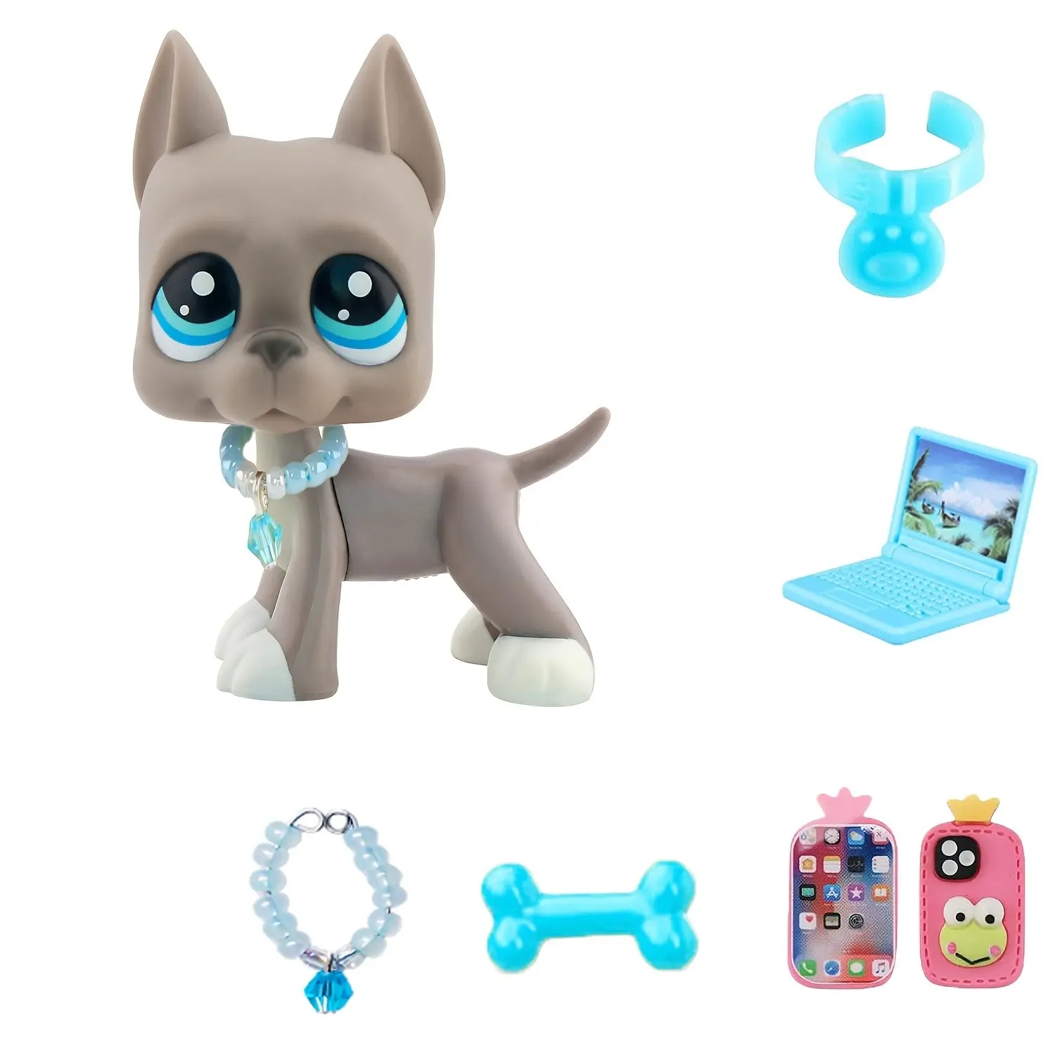Mini Pet Shop Great Dane Multi Item Party Gift Pack,Great Dane Mini Cat Pets with Cute Accessories,Collectible Imagination for LPS Great Dane,Birthday Christmas Halloween Gift,Cute Animal Design, Collectible Figurines, Animals Figurines, Figures