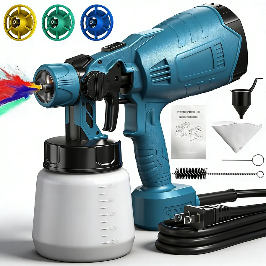 Electric Paint Sprayer for Home DIY - 3 Nozzles & Spray Patterns, Easy Clean Paint Gun for Walls, Furniture & Fences