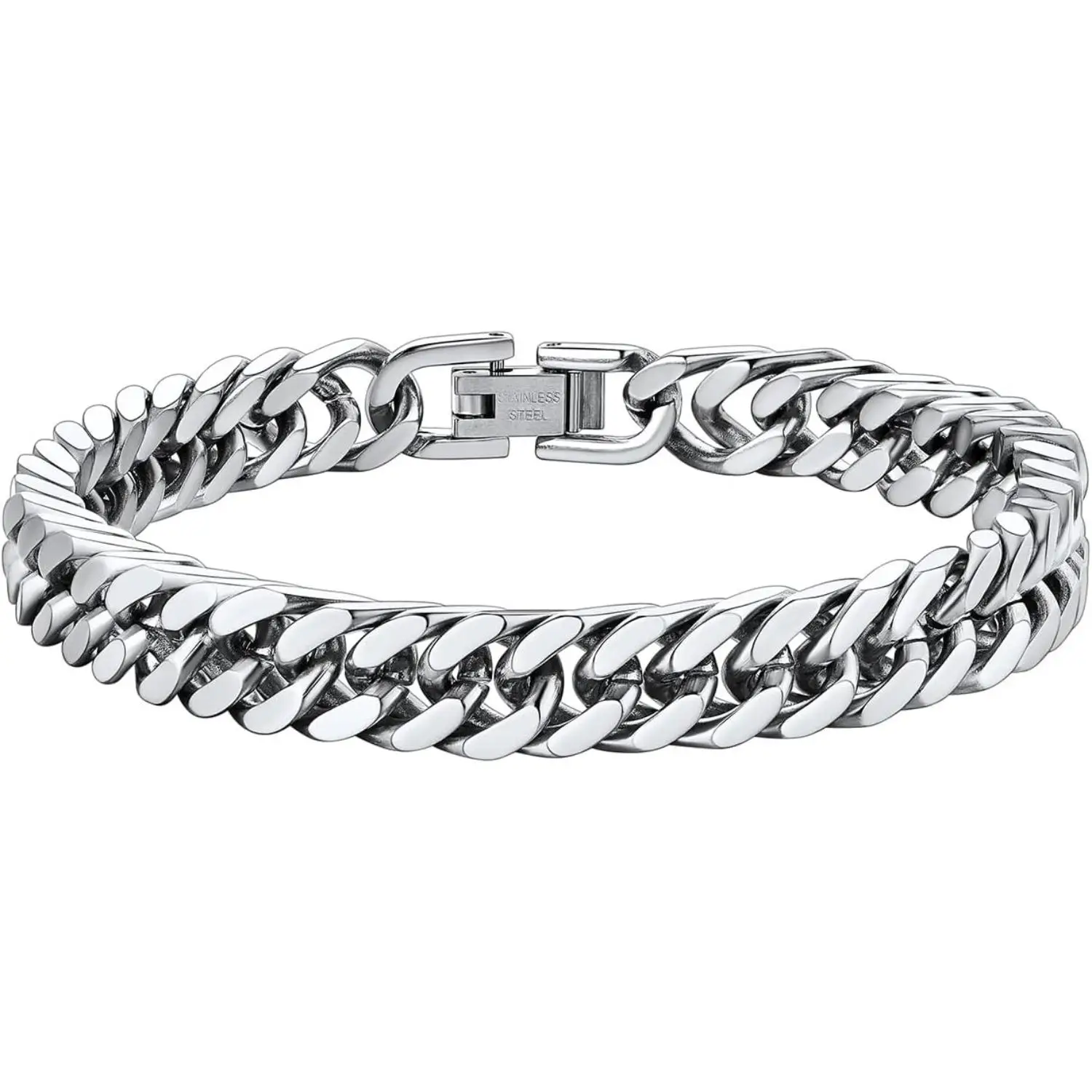 FLORIDECO Stainless Steel Cuban Link Bracelet for Men and Women Elegant Fashion Luxury Jewelry