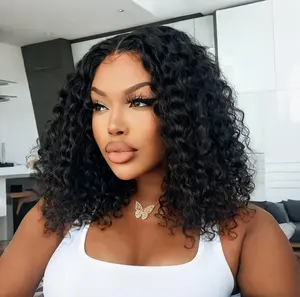 13×4 Lace Deep Wave Lace Front Wigs 180% Density Glueless Ready To Go Short Bob Human Hair Wigs Beginner Friendly