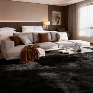 10x14 ft super soft living room rug non slip backing fluffy plush modern decor in black lightgray dark gray perfect for Thanksgiving gift