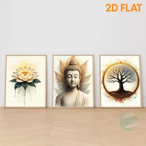 3pc/[2D Flat Printing] 3pcs/set Zen Serenity Buddha Wall Art Poster, Spiritual Lotus Canvans Painting for Meditation Room Living Room Bedroom Home Decor, Tranquil Aesthetic Art Prints, Unframed