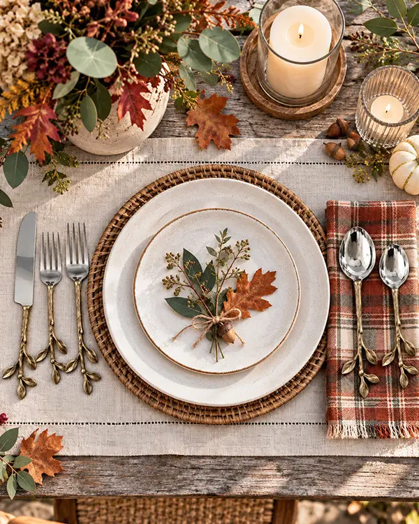 Twig-Handle Gilded Serving Set, Set of 5