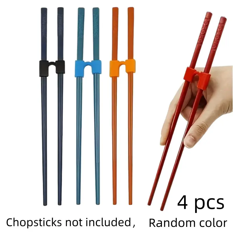 4pcs Auxiliary Chopstick Holders, Beginner Chopstick Rack, Lightweight Training Accessories, Non-Slip Reusable, Dishwasher Safe, Plastic Material, Beginner Friendly, Tableware, Cutlery, Kitchen, Home