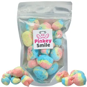 Freeze Dried Candy Shaved Ice Salt Water Taffy 2 oz - Cut To Bite Sized Pieces - Ships In Box - Deliciously Crunchy, Intense Flavor, Lightweight Snack