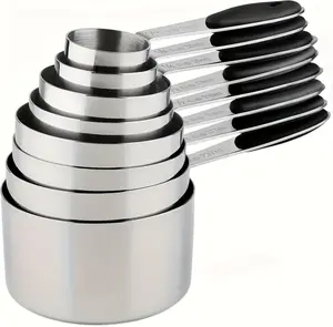 8-Piece Stainless Steel Nesting Measuring Cups and Spoons Set, Durable Kitchenware Utensils, Dishwasher Safe for Precise Measurements, Essential Cooking Tools