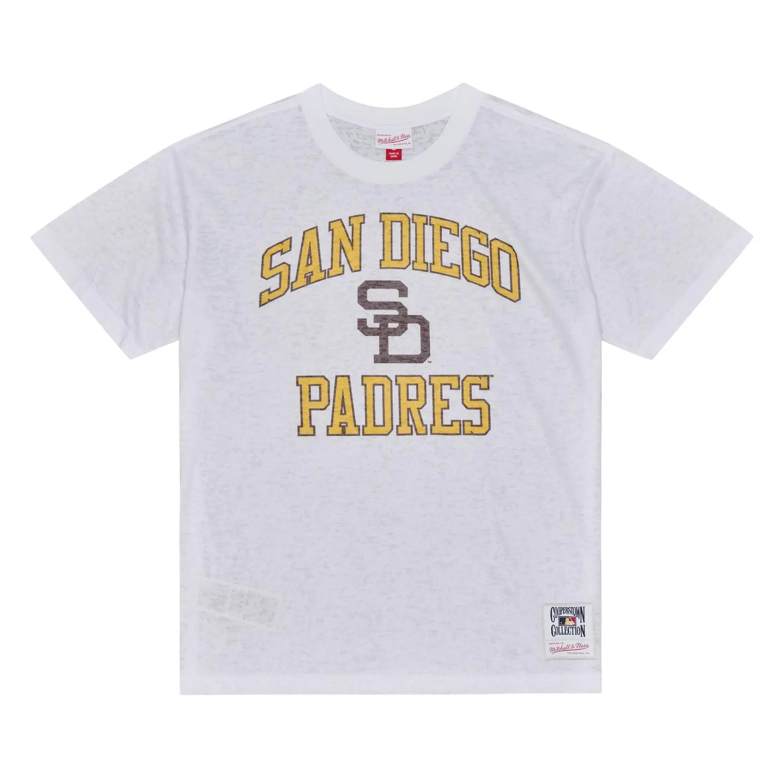 San Diego Padres White Burnout T-Shirt MLB Throwback Tee Graphic Vintage Fan Gear Mitchell & Ness