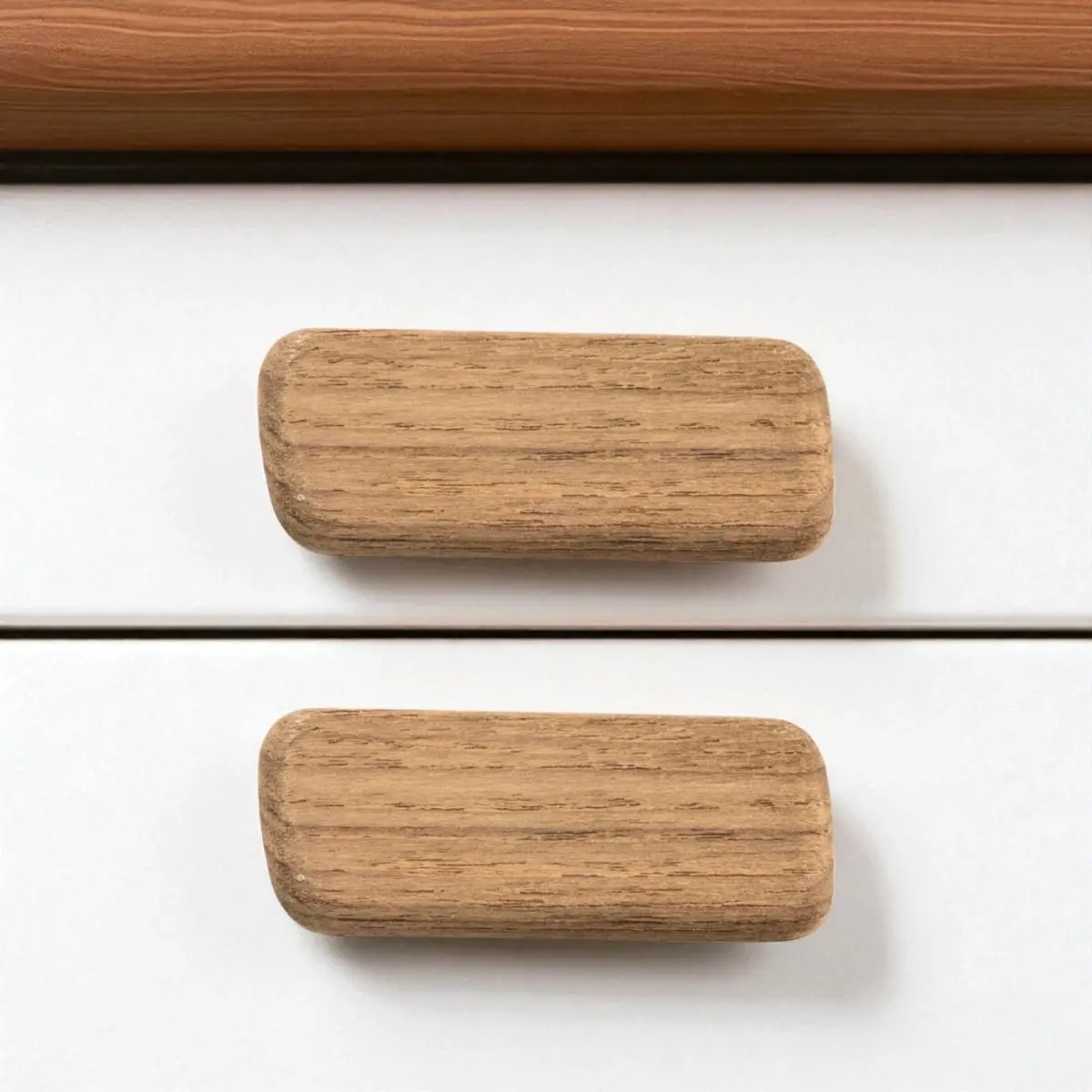 360 stand Surface Mount Rectangle Brown Teak Wood Moisture-Proof Drawer Pull Knobs, Set of 2, Easy Install Doorknobs, Durability, Dresser, High Moisture