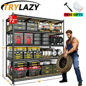 TryLazy 5-Tier Adjustable Metal Shelving Unit - Heavy Duty Storage Rack for Garage, Warehouse, Pantry, Kitchen Organizer