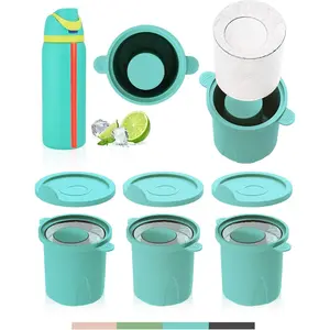 Ice Molds For Owala 24-40oz, Set of 3, Food-Grade Soft Silicone, No White Residue, Easy to Release, Straw Placement Compatible With Owala FreeSip, Keeps Drinks Cold Longer (Light Blue)