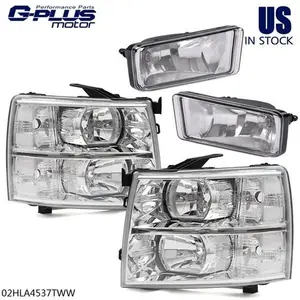 Fit For 2007-2014 Silverado 1500/2500/3500 Clear Corner Headlights + Fog Lights