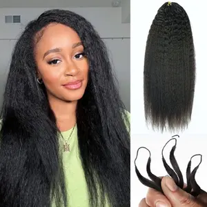 [NEW IN] OQ HAIR Kinky Straight Crochet Hair Extensions Knotless Pre-Separated Invisible Crochet Braiding Hair 50G/Bundle Feather Soft 100% Virgin Human Hair Natural Black Color Braid Hair