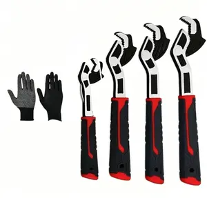 Pipe Wrench Set, 6” 8” 10” 12” Self Adjusting Wrench 4-Piece Plumbing Tools for 0.27“-1.7”/7-43mm Standard Nuts, Irregular Nuts, Pipes Use