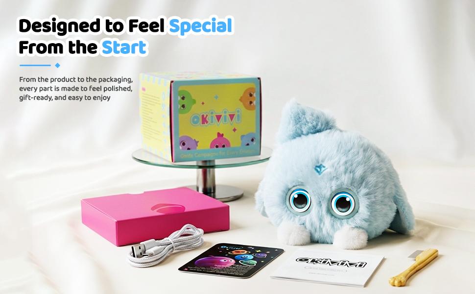 OKIVIVI Bree AI Plush Toys, Bag Charm, Blue Interactive Plush Toy with Voice Chat, Cute Everyday Bag Accessory, Fun AI Toy Gift for Girls, AI Toys For Kids