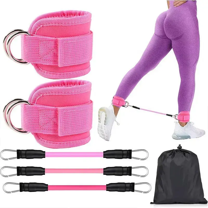 5-Pack Ankle Resistance Band System - Premium TPE Bands with Reinforced Loops, Adjustable Neoprene Cuffs & Carry Pouch, 10/20/30 LBS Resistance for Advanced Leg, Hip & Glute Training, Ideal for Men & Women CrossFit, HIIT & Strength Training,Summervibes