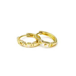 Didiray 14K Gold-Plated Love Hoop Earrings for Women Hypoallergenic Small Lightweight Durable Metal Coating Ideal for Daily Wear Modern Design