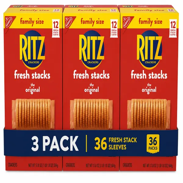 Family Size Original Crisp Snack Crackers Multipack, 3-Pack Bundle, 36 Fresh Stay Packs, Crunchy Baked Snack, Total Net Wt. 53.4 oz.