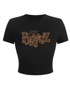 Women's Y2K Leopard Print Short Sleeve Top, Slim Fit Casual Streetwear Round Neck Shirt, Comfortable Breathable Everyday Summer Wear, Options