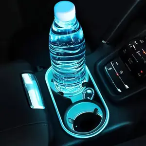 Car Water Bottle Holder Light, USB Rechargeable LED Car Cup Holder Coasters Light, Waterproof Water Bottle Pad for Car, Bar, LED Ambient Light, Car Interior Accessories