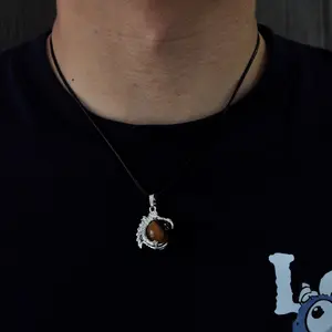 Natural Tiger Eye Stone Necklace with Handmade Healing Crystals and Chakra Beads Pendant