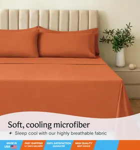 6 PC King Sheet Set, Rayon Made from Bamboo Bed Sheets, Deep Pockets 18' Wrinkle Free Cooling Bed Sheets Machine Washable Hotel Bedding Silky Soft - Autumn Orange King