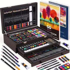 175pcs Deluxe Art Set with 2 Drawing Pads, Crayons, Acrylic Paints, Colored Pencils Set in Wooden Case, Professional Art Kit, Paint Supplies, Gift, Easter, St.Patrick'S Day