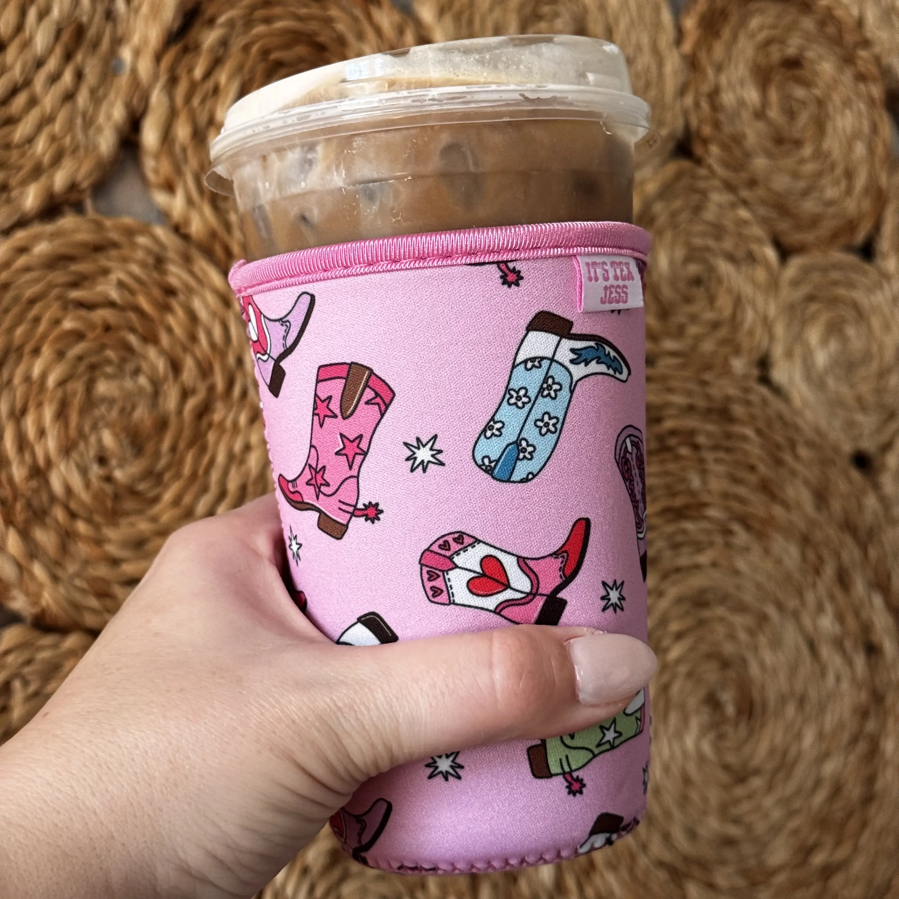 Iced Drink Sleeve - Pink Cowgirl Boots