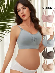Breastfeeding Bra Set, Push-Up Medium Support, Casual Style, Lined Fabric, Full Coverage, All Seasons, Comfortable Fit Nursing Bras, Maternity Bras