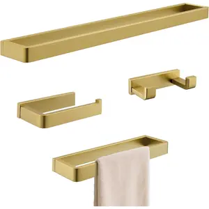 Bathroom Hardware Accessories Set Brushed  Towel Bar Set Square Bathroom Accessories Kit 4- Towel Holder Set Stainless Steel Wall Mounted,23.6 Inch Towel Bar